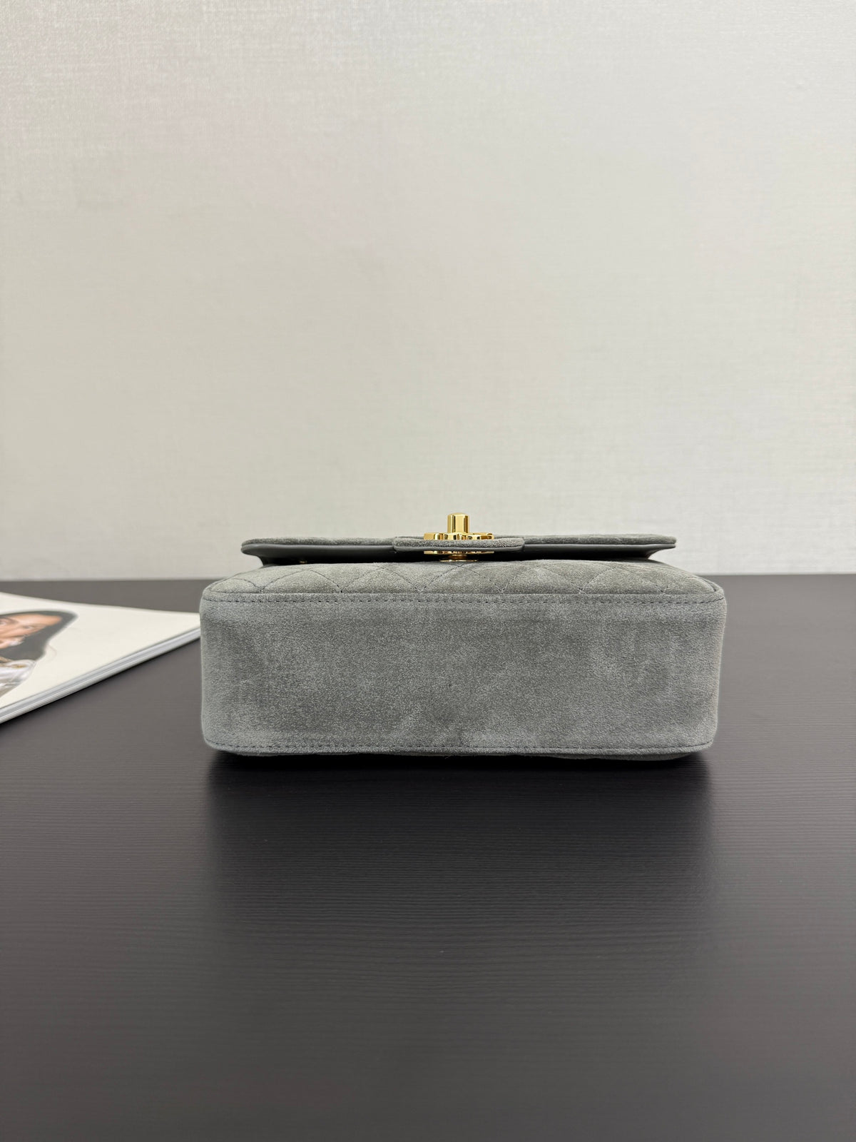 Chanel Maxi Mini Flap Bag Grey Gold Hardware AS6626