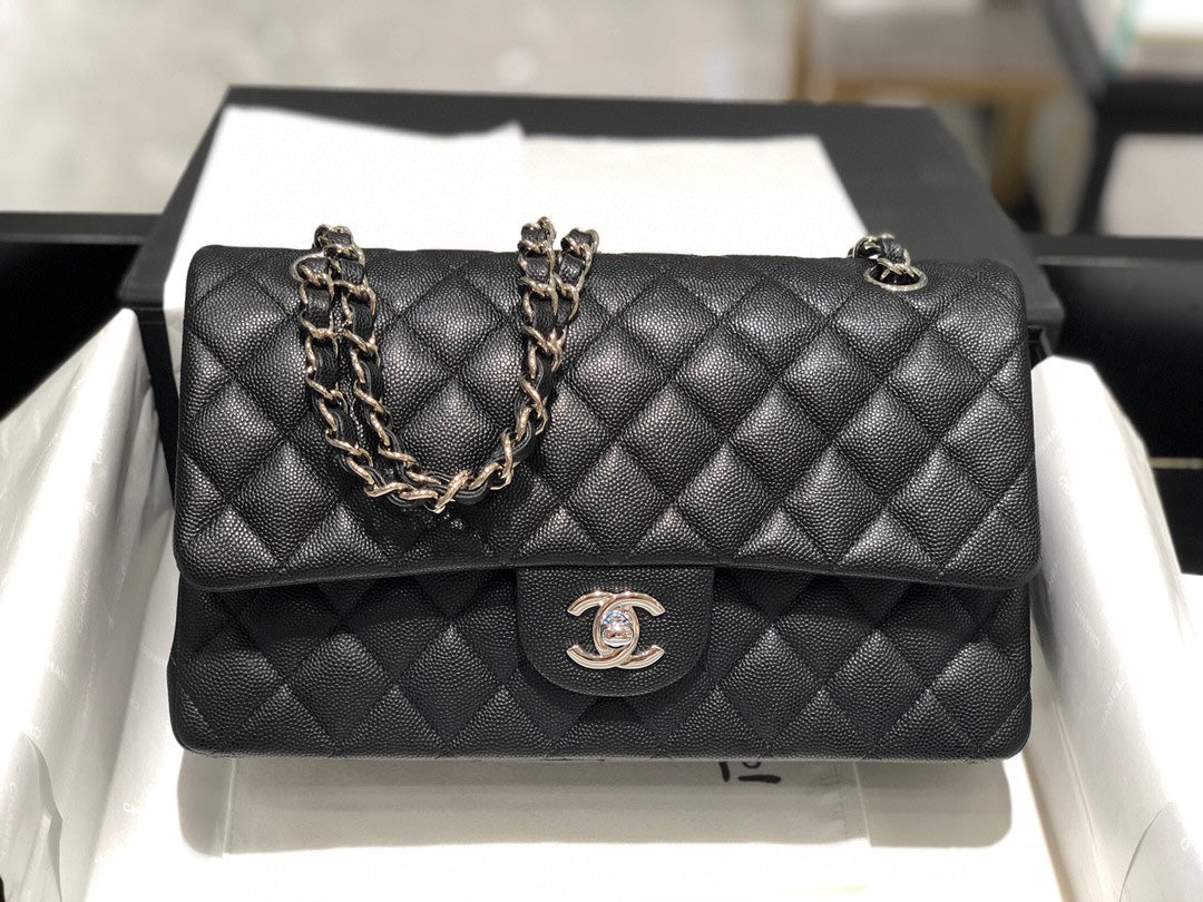 cf 25.5 caviar leather silver hardware