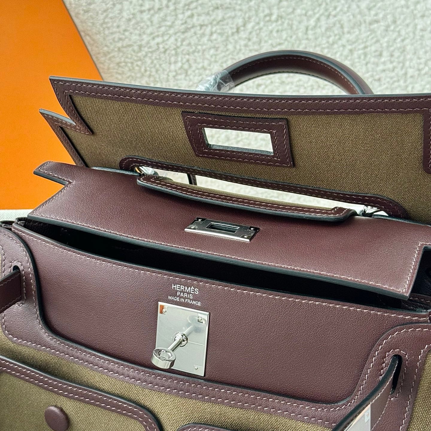 Hermes Kelly 28 Cargo Swift Olive Green Silver Hardware hm2607303