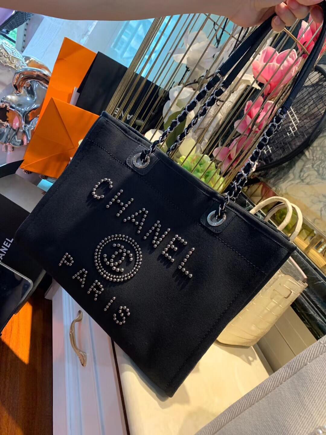 cha beach bag shopping bag 30cm 26cm black