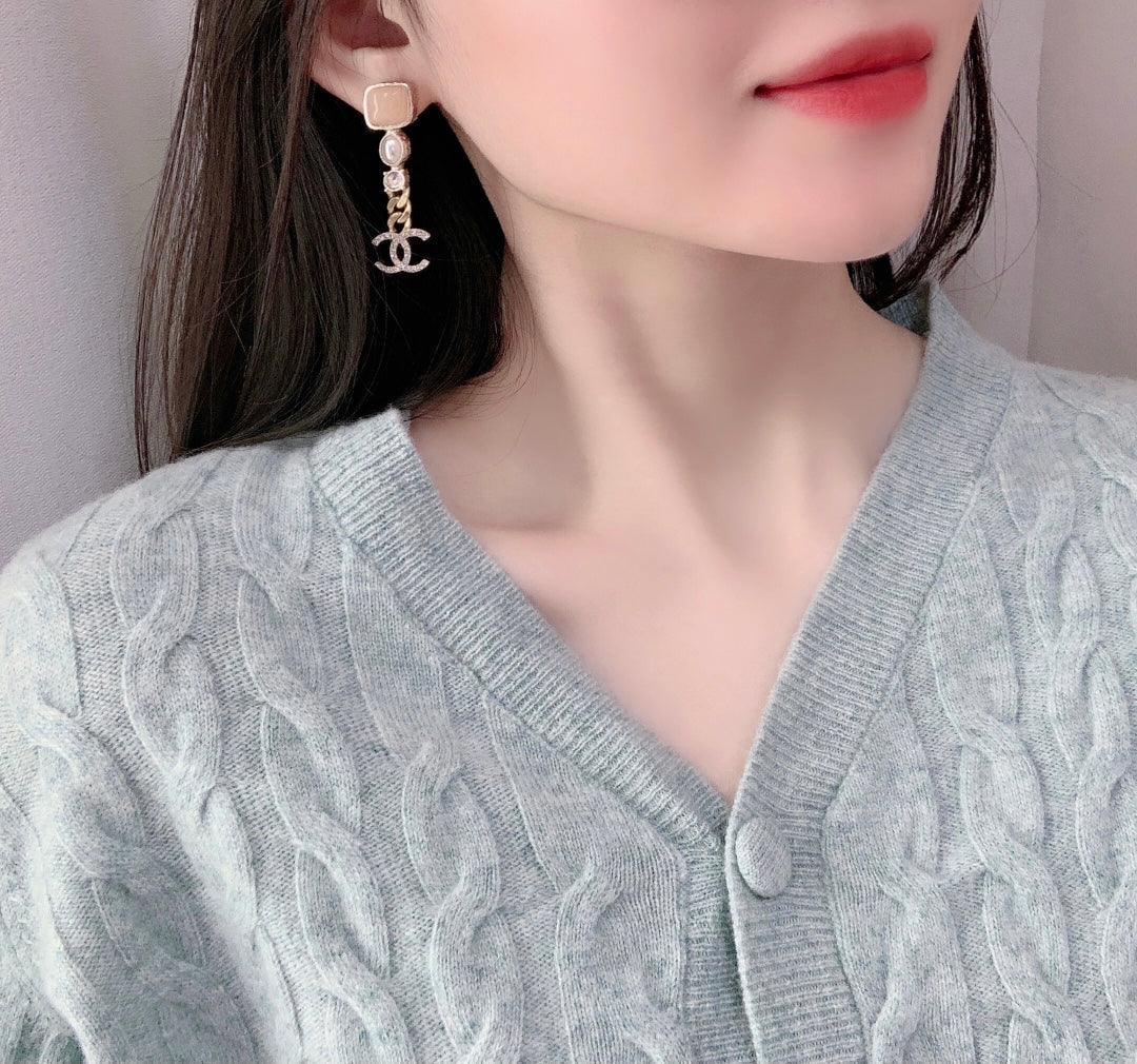 cha cc earrings pale gold free shipping