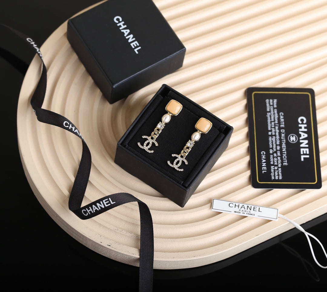 cha cc earrings pale gold free shipping