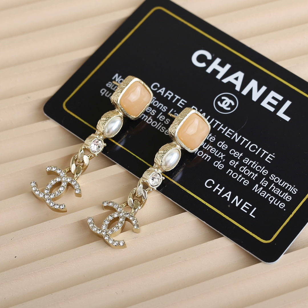 cha cc earrings pale gold free shipping