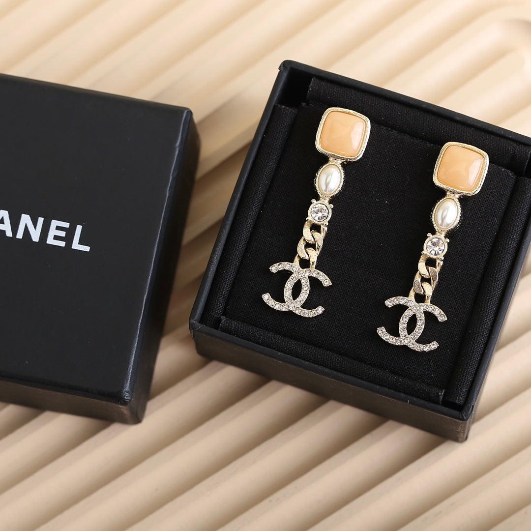 cha cc earrings pale gold free shipping