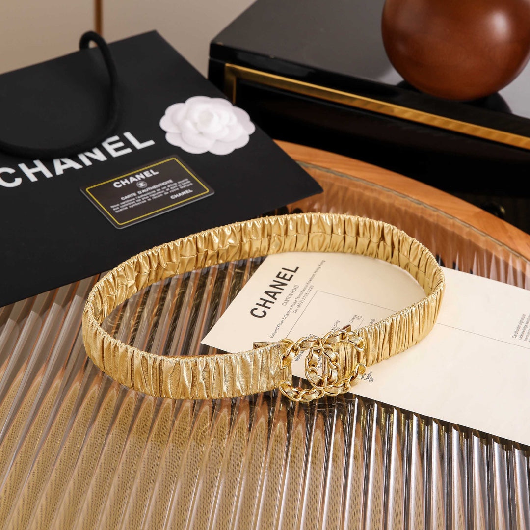 Chanle Elastic Belt Gold 3CM A26301