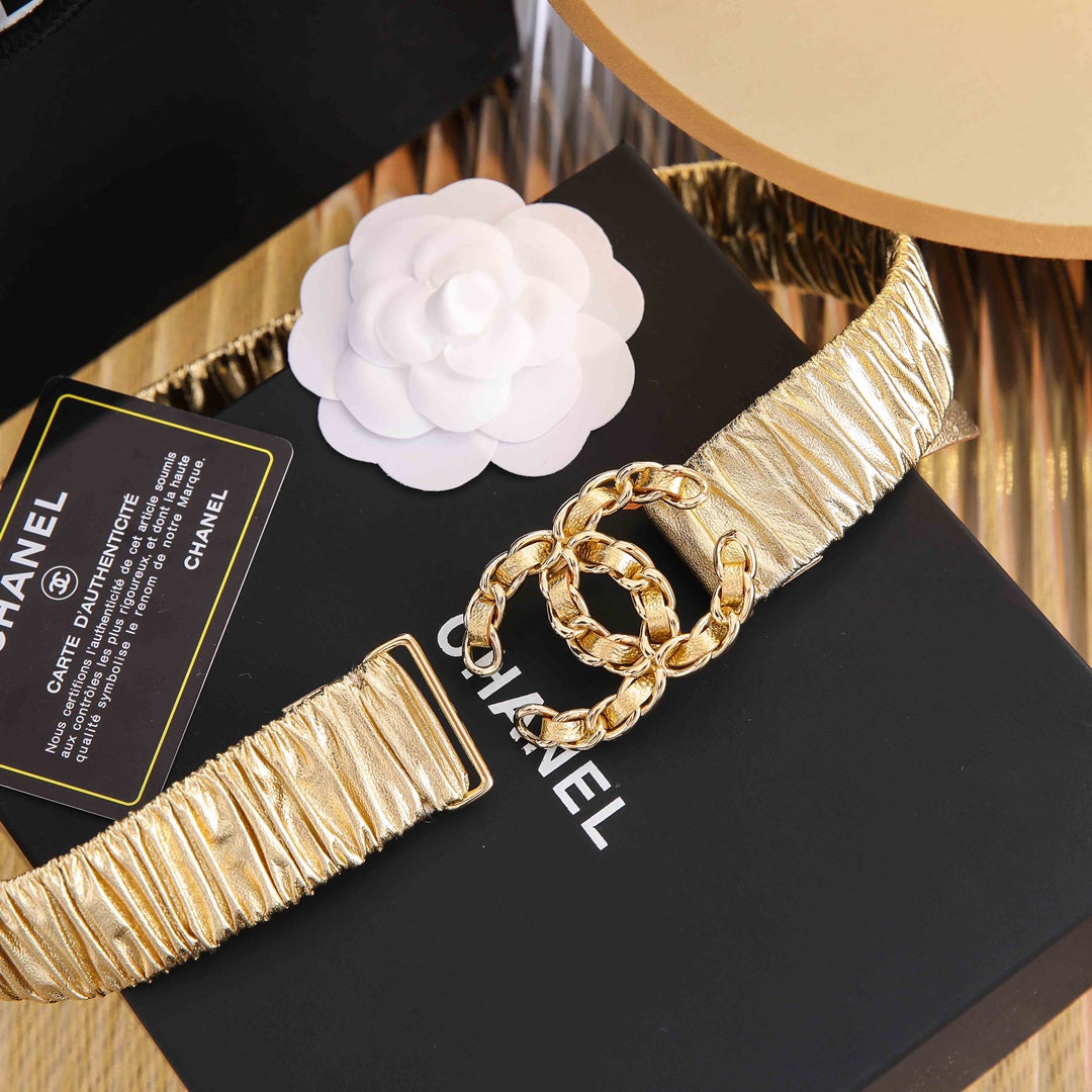 Chanle Elastic Belt Gold 3CM A26301