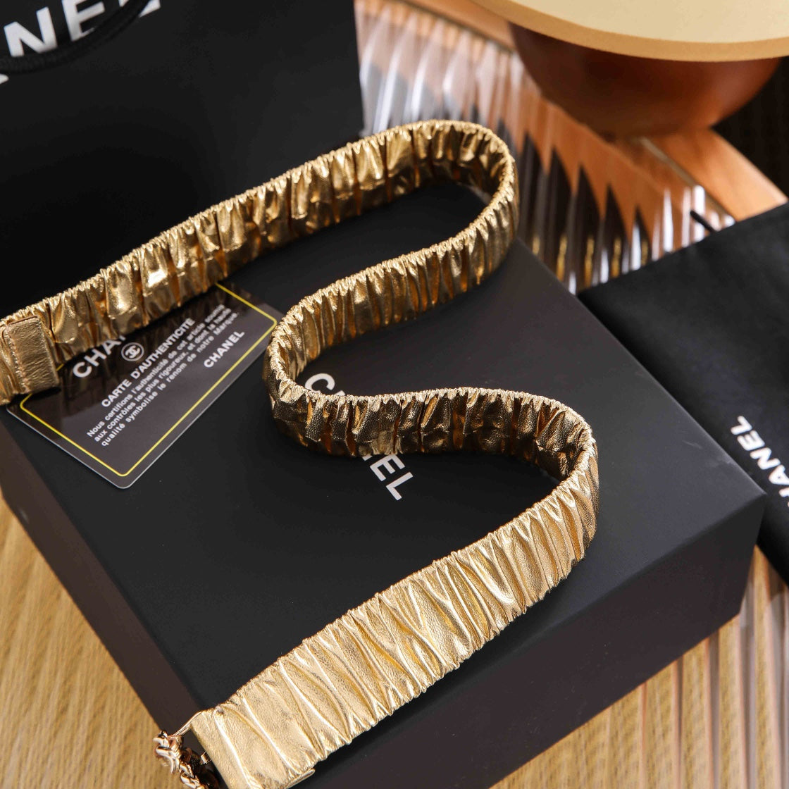 Chanle Elastic Belt Gold 3CM A26301