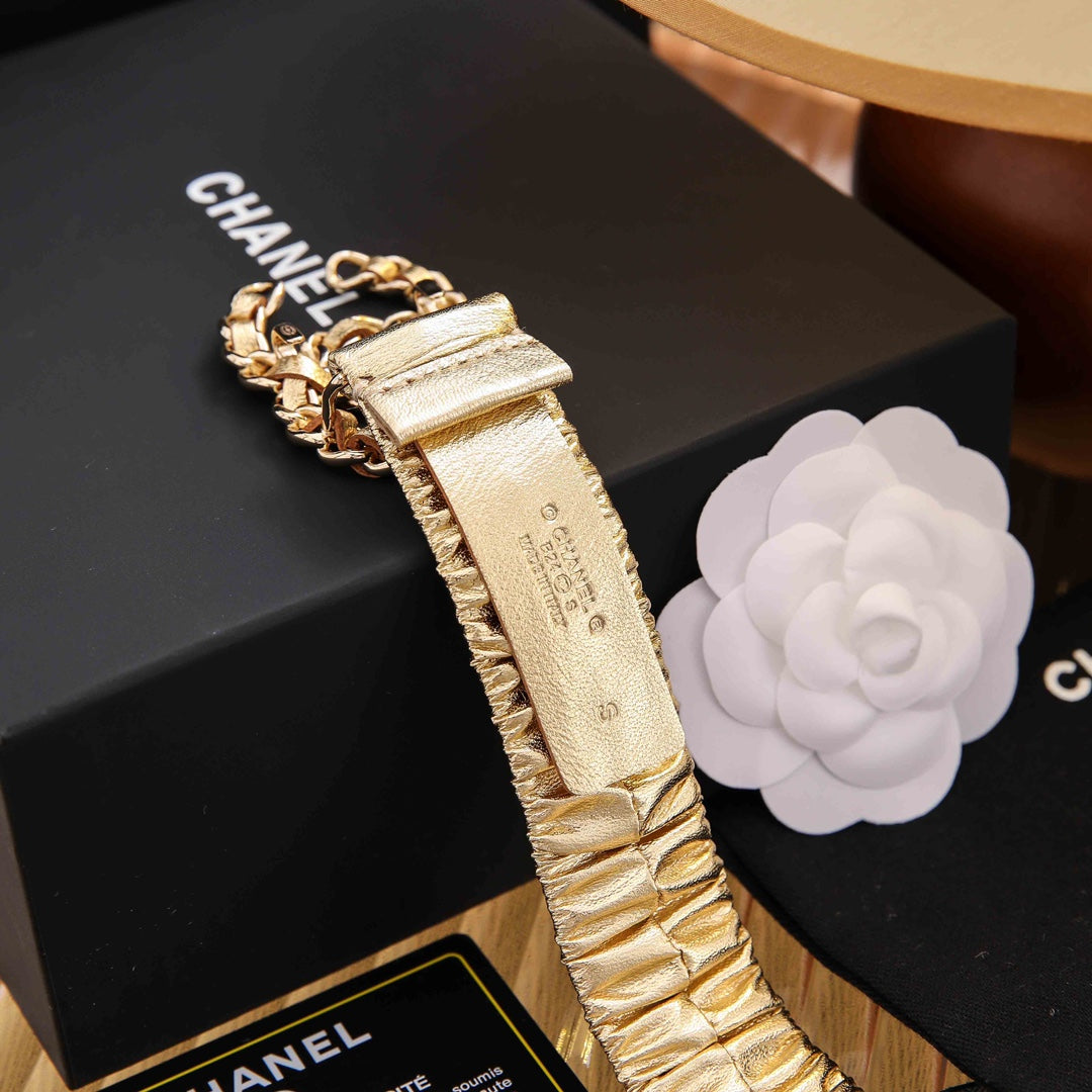 Chanle Elastic Belt Gold 3CM A26301