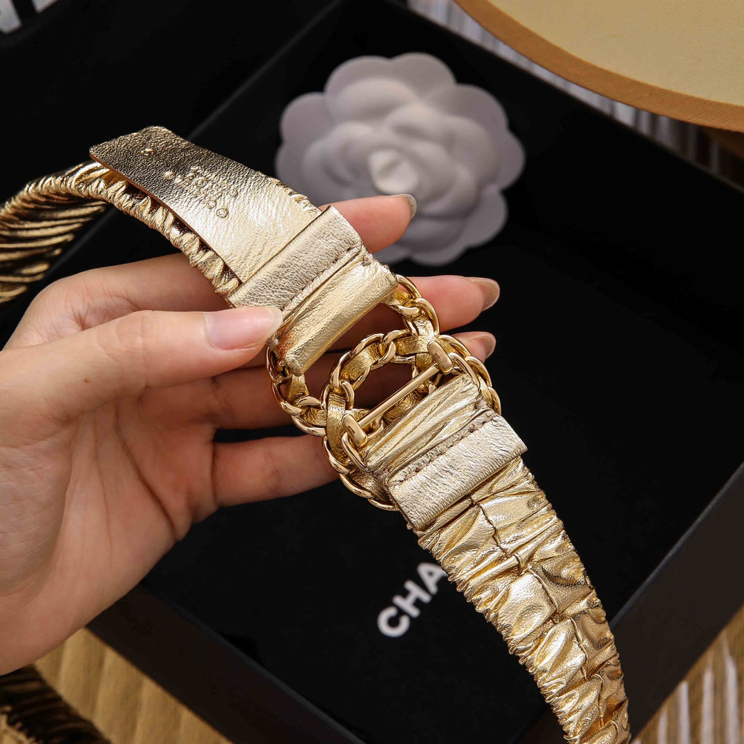 Chanle Elastic Belt Gold 3CM A26301