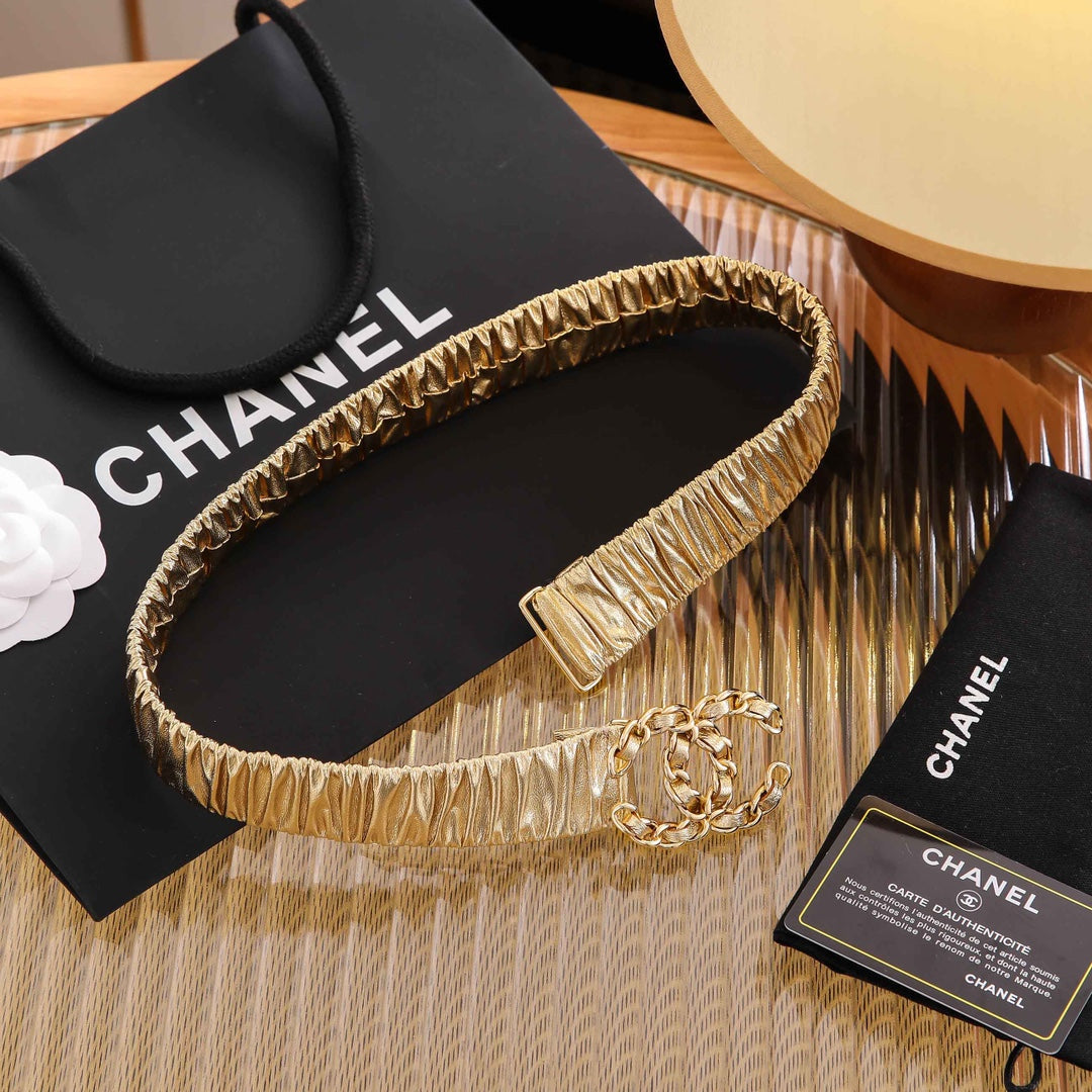 Chanle Elastic Belt Gold 3CM A26301
