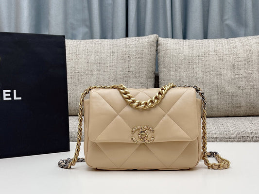 chan 19bags lambskin leather gold apricot