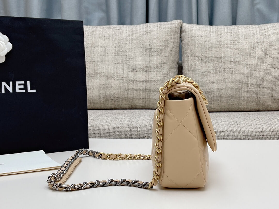 chan 19bags lambskin leather gold apricot