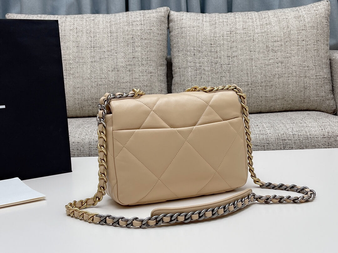 chan 19bags lambskin leather gold apricot