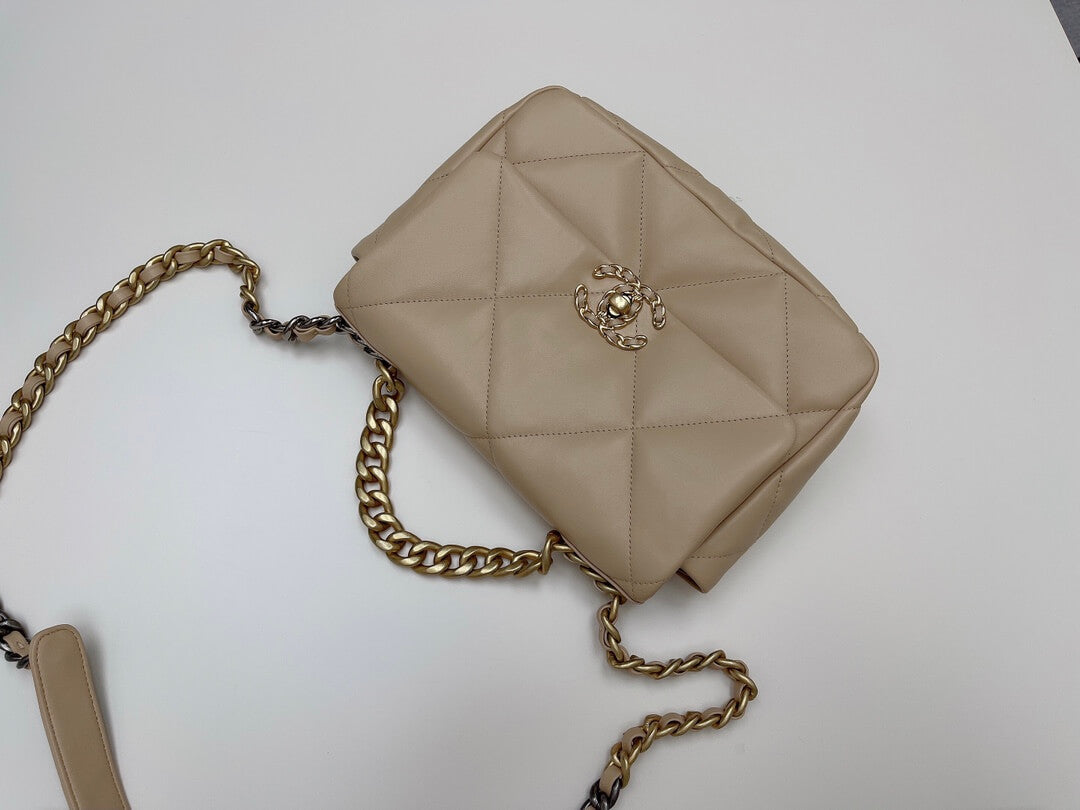 chan 19bags lambskin leather gold apricot