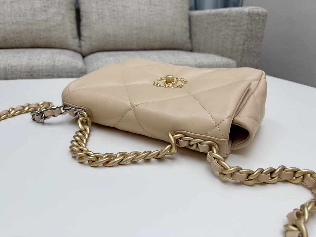 chan 19bags lambskin leather gold apricot