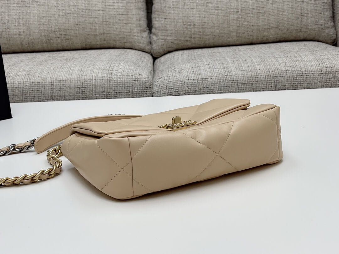 chan 19bags lambskin leather gold apricot