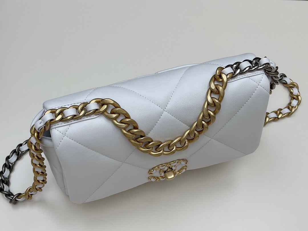 chan 19bags lambskin leather gold white