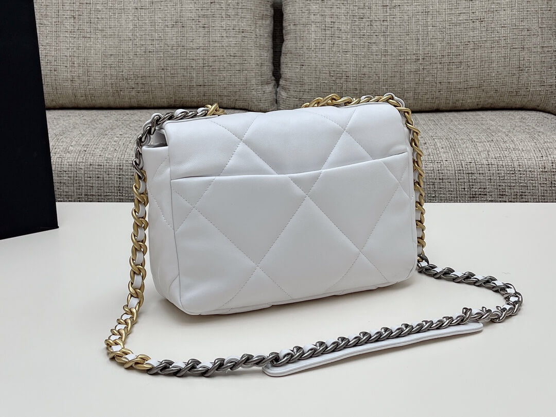 chan 19bags lambskin leather gold white