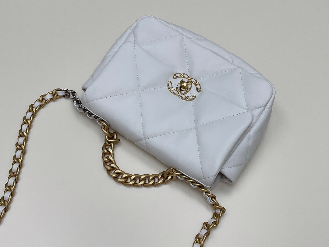 chan 19bags lambskin leather gold white