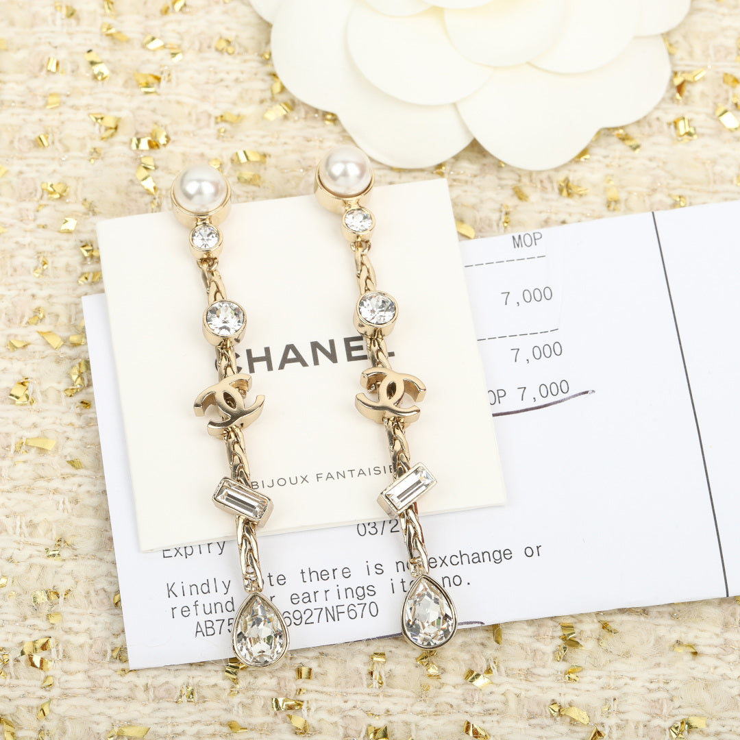Chanel Long crystal double earrings MLD1905