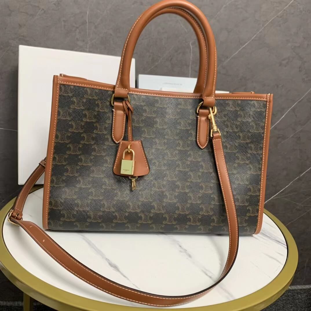 cl handbag cross body bags 35cm black free shipping mini horizontal cabas in triomphe canvas and calfskin