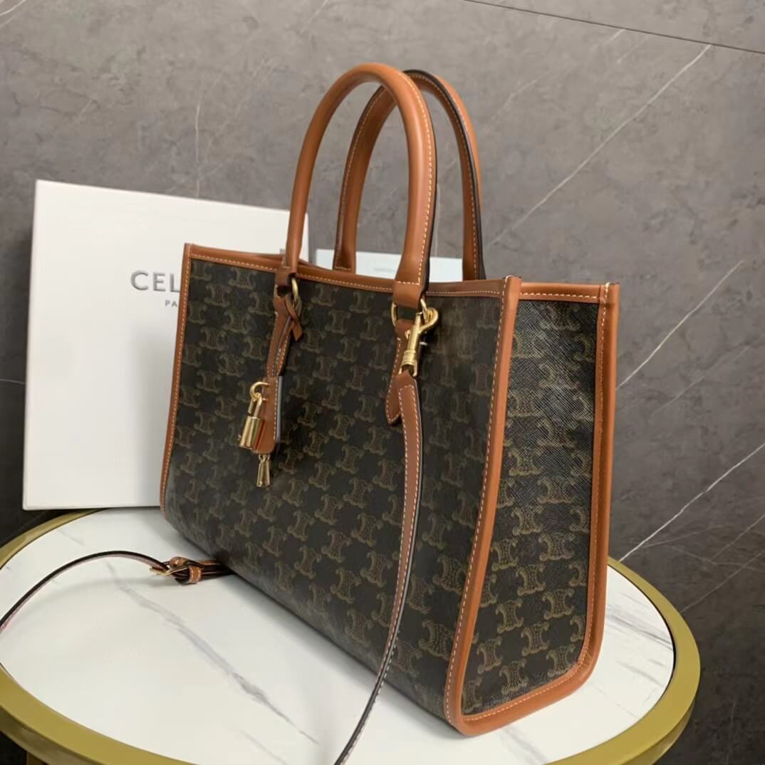 cl handbag cross body bags 35cm black free shipping mini horizontal cabas in triomphe canvas and calfskin