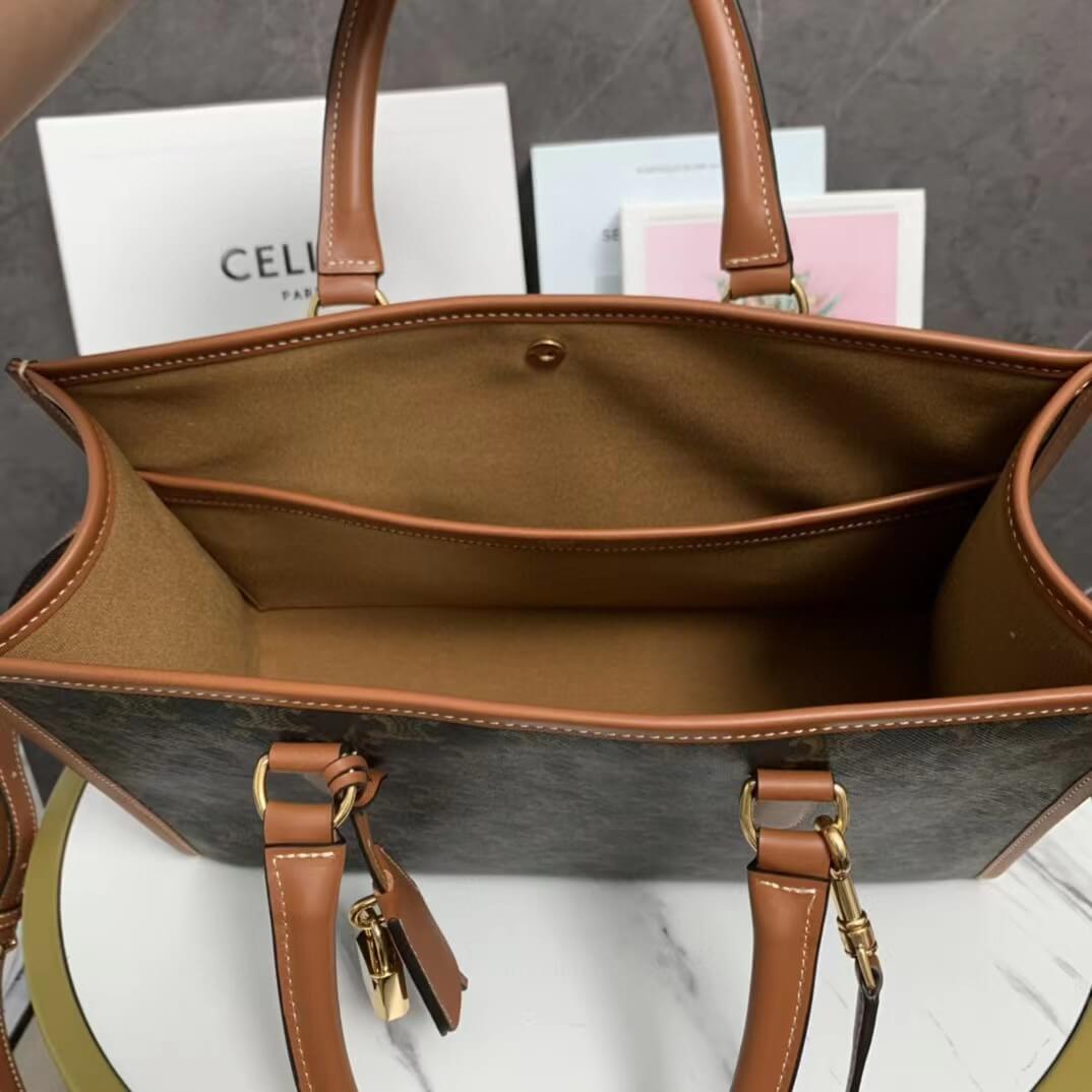 cl handbag cross body bags 35cm black free shipping mini horizontal cabas in triomphe canvas and calfskin