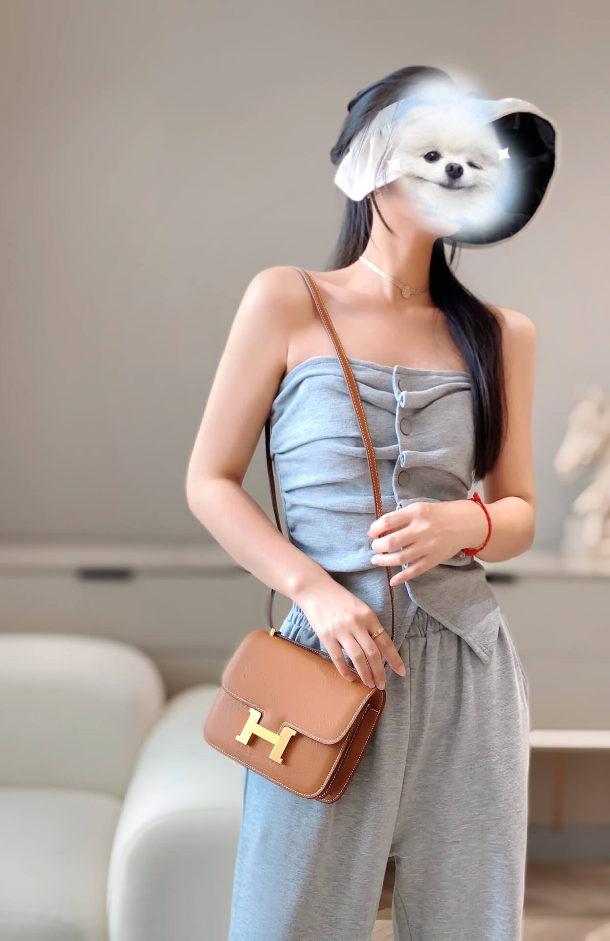 HM Constance 18 Epsom Leather Gold Hardware Brown QWE1235