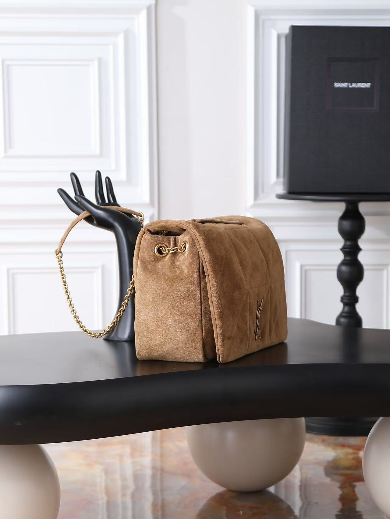 YSL Solferino suede underarm bag KT12193 Brown