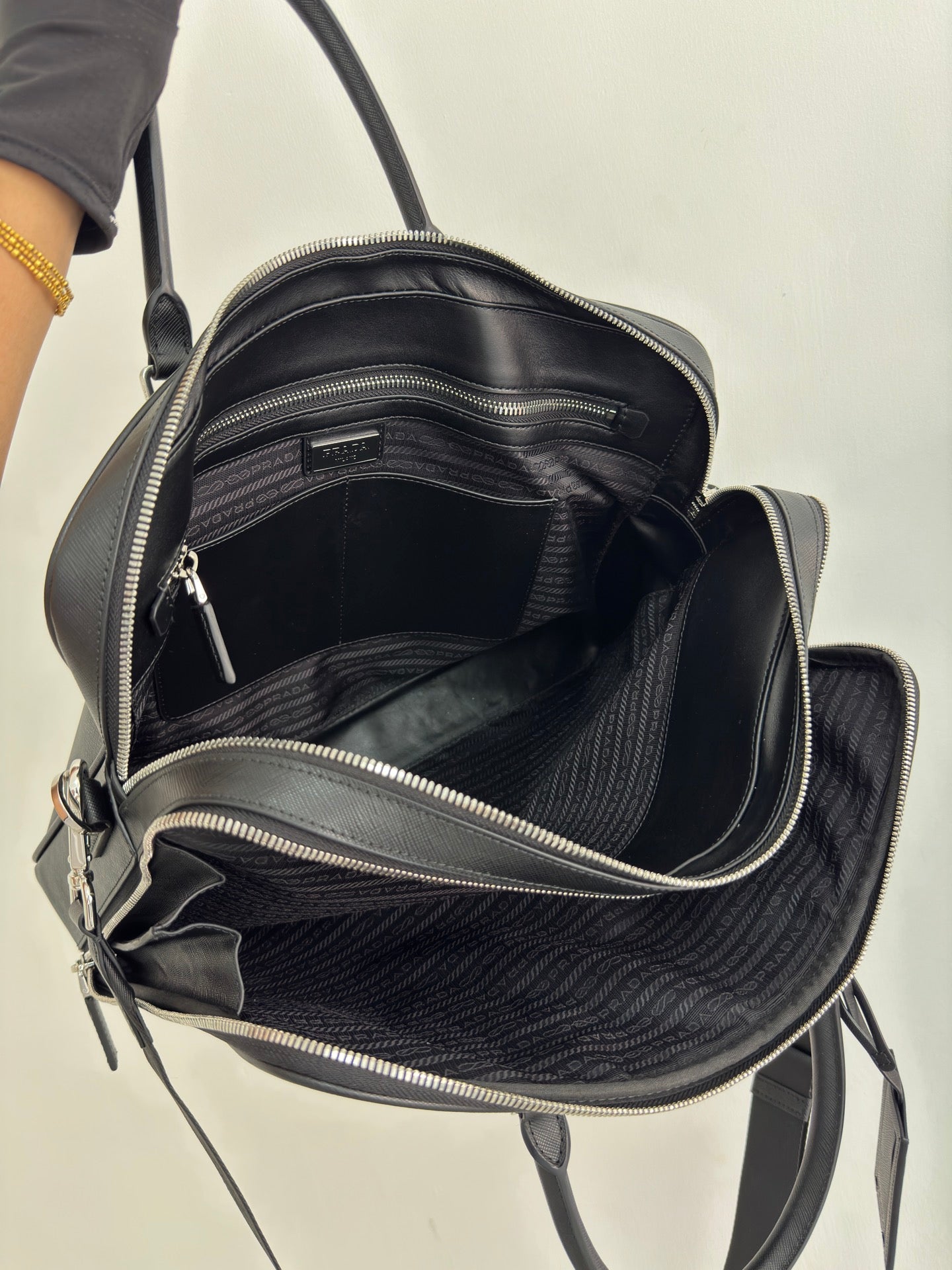 Prada Double Briefcase 2VE022 Black - View 8