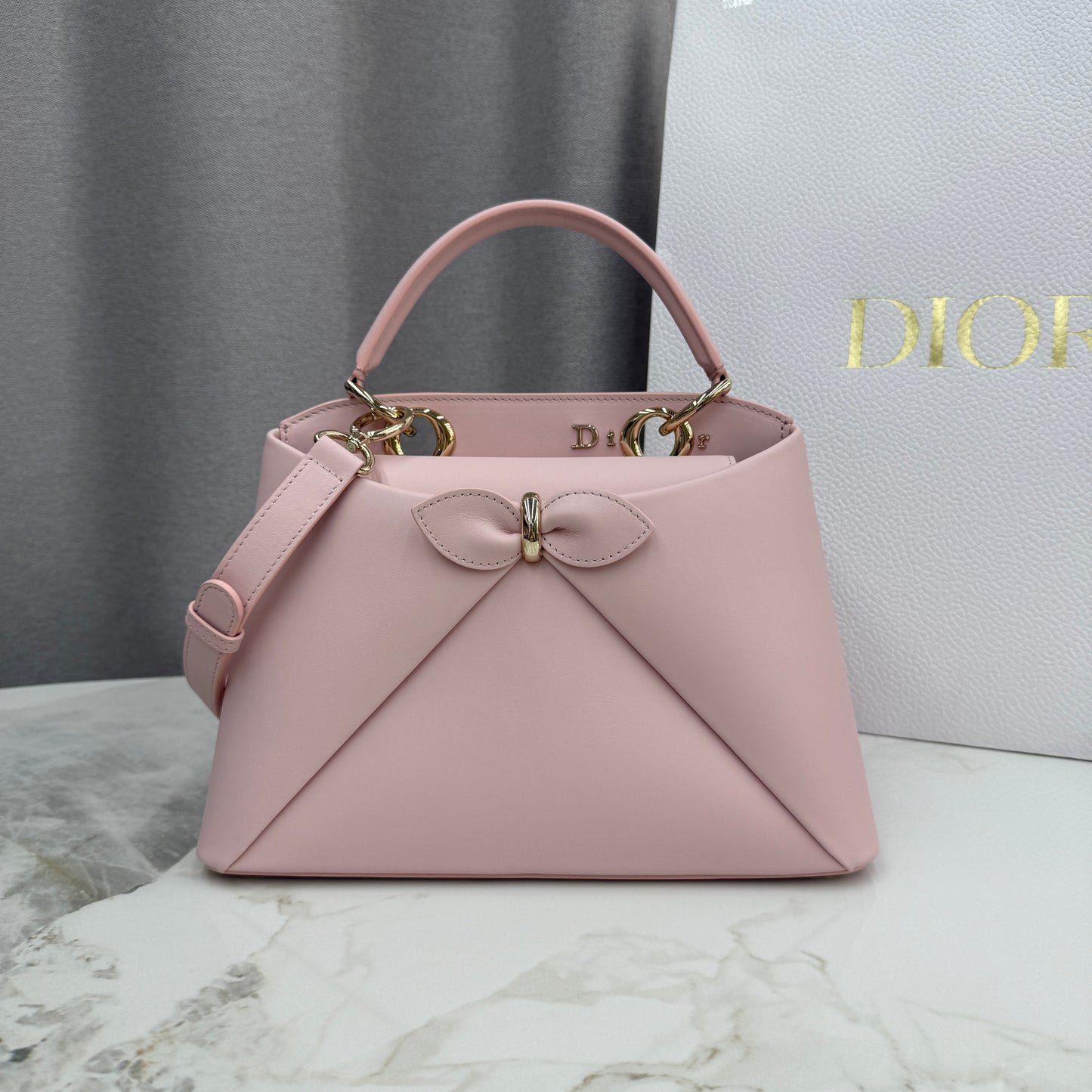 Dior Bow Tote Pink Gold Hardware DO0737 - Image 1