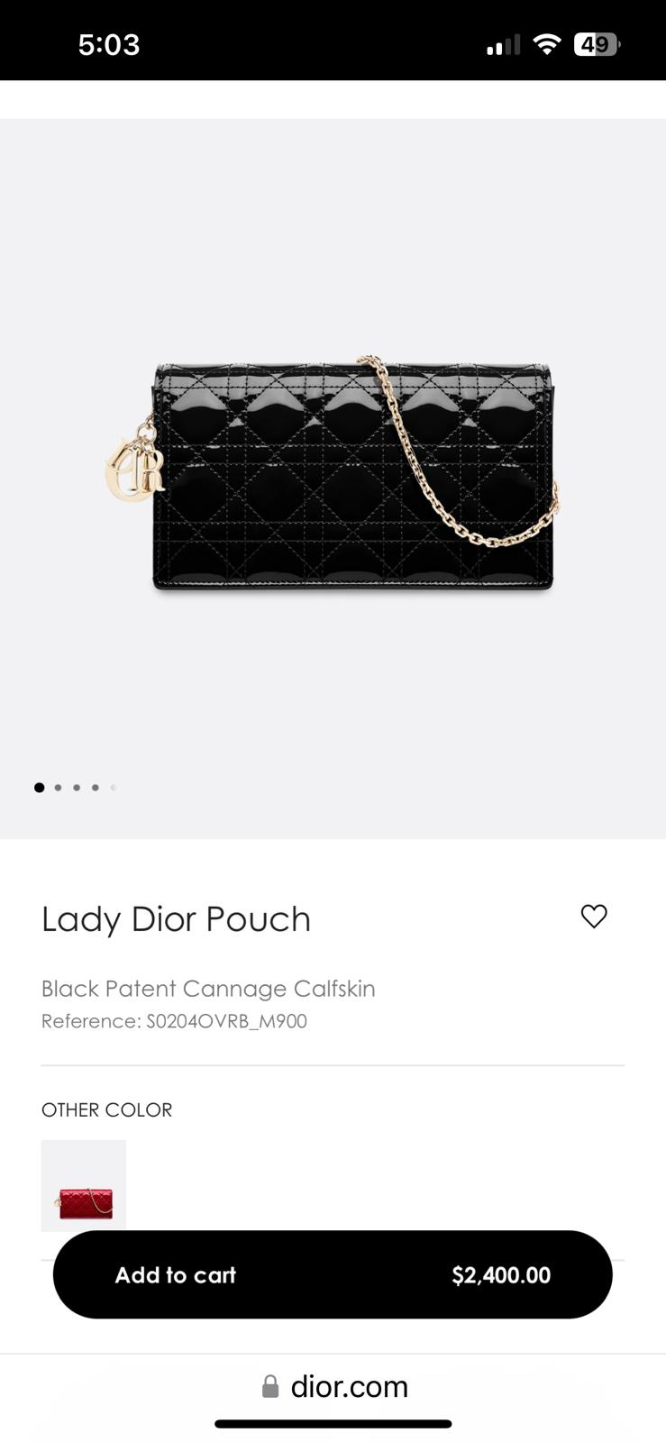 Lady Dior Pouch Black Patent Cannage Calfskin S0204