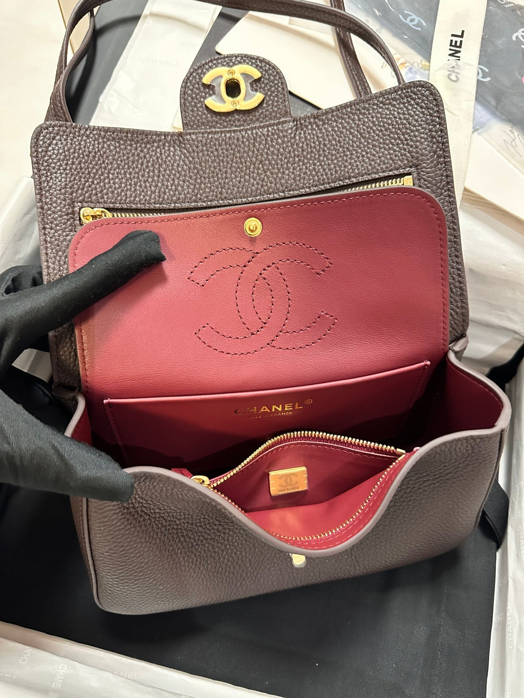 Chanel Maxi Flap Bag Coffee Gold Hardware AS6573