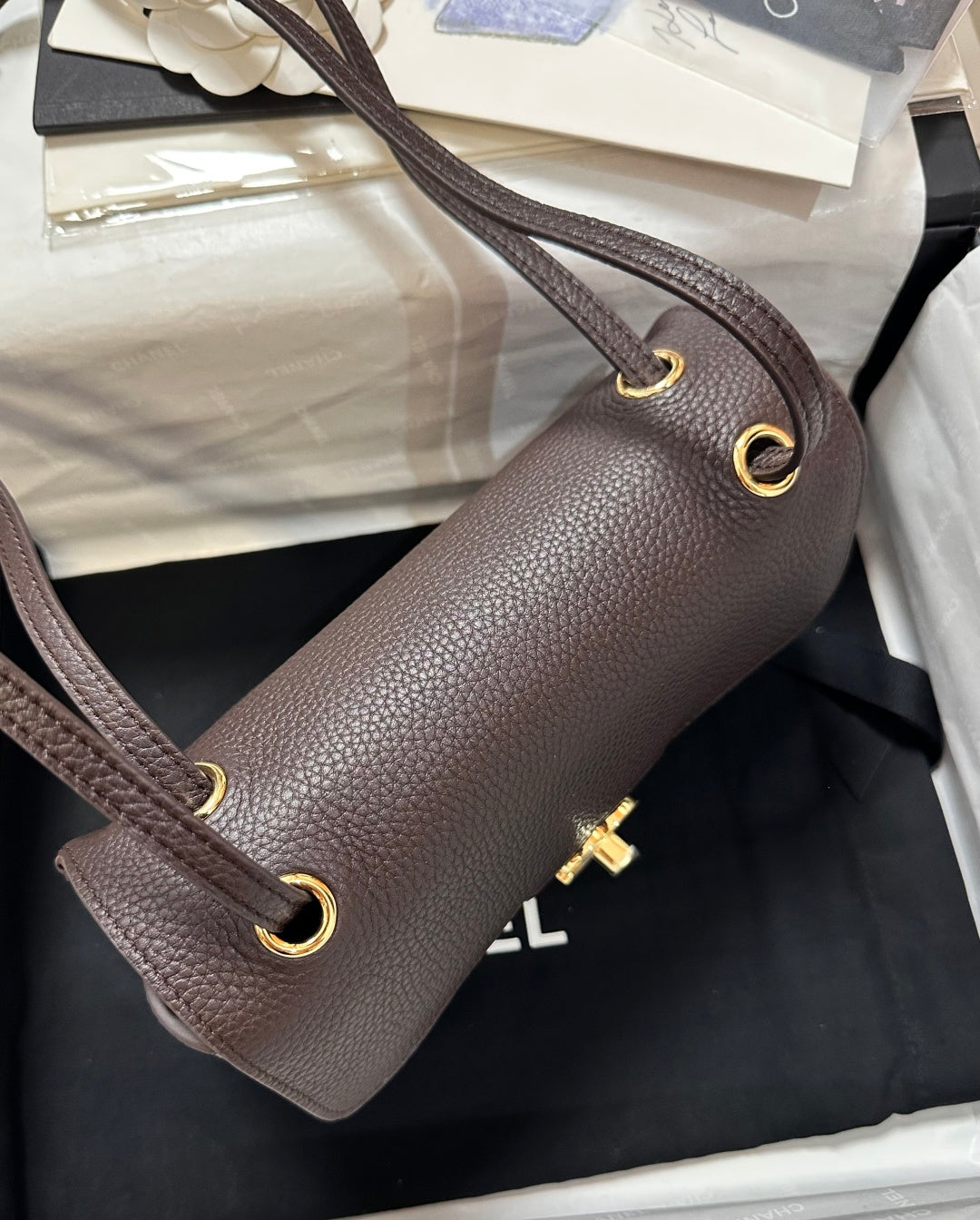 Chanel Maxi Flap Bag Coffee Gold Hardware AS6573