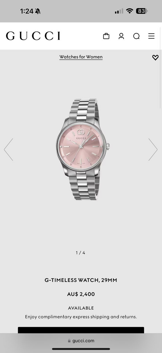 gg g timeless watch 29mm wf241107 pink