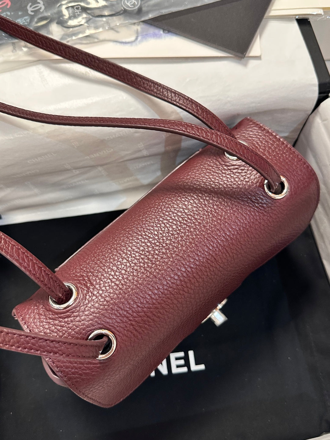 Chanel Maxi Flap Bag Wine Red Gold Hardware AS6573