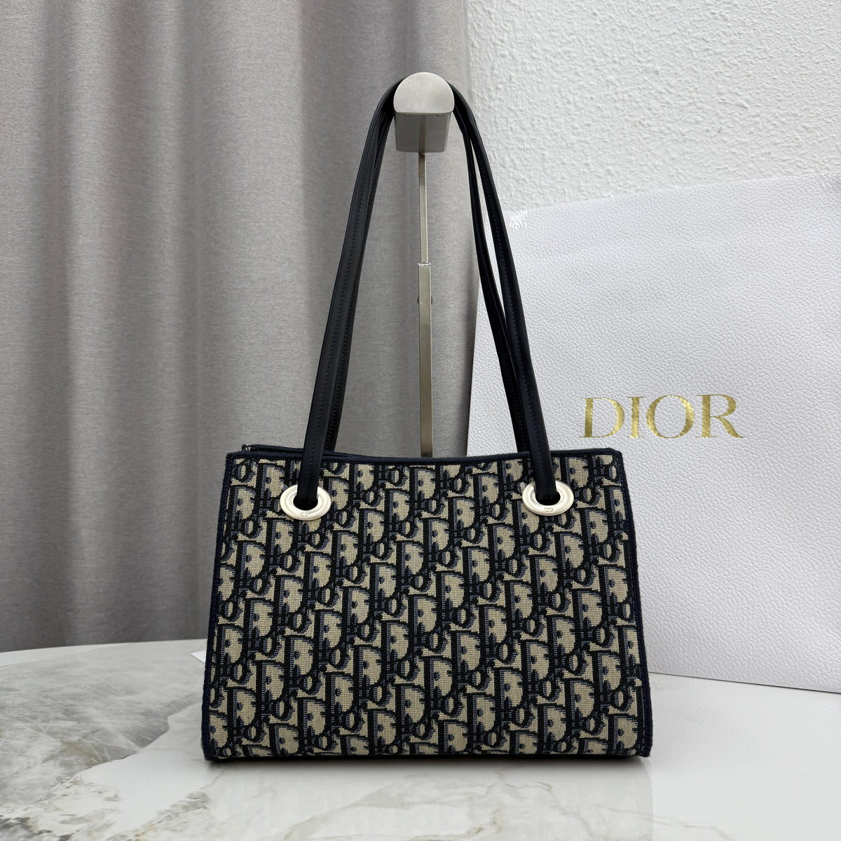 Dior Small Promenade Shopping Bag Blue Canvas M1410