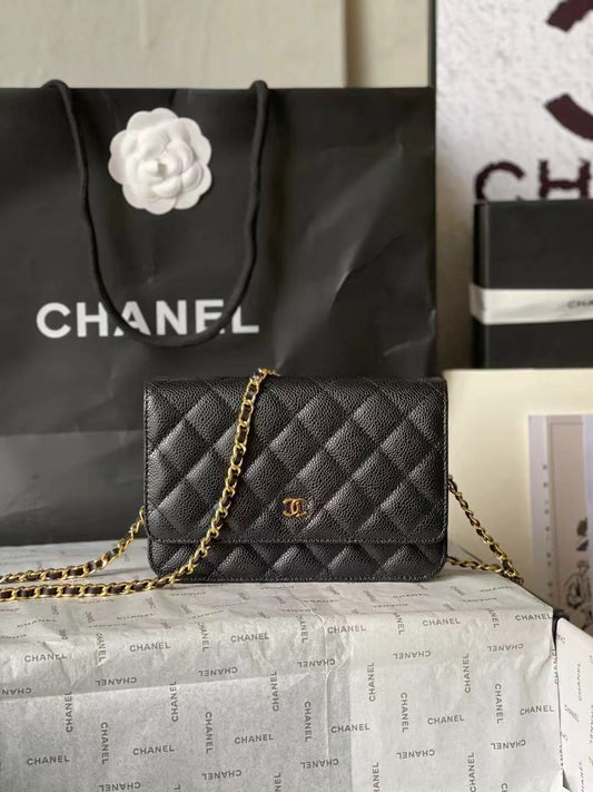 Chanel caviar clossbody bags  black CF WOC 0250