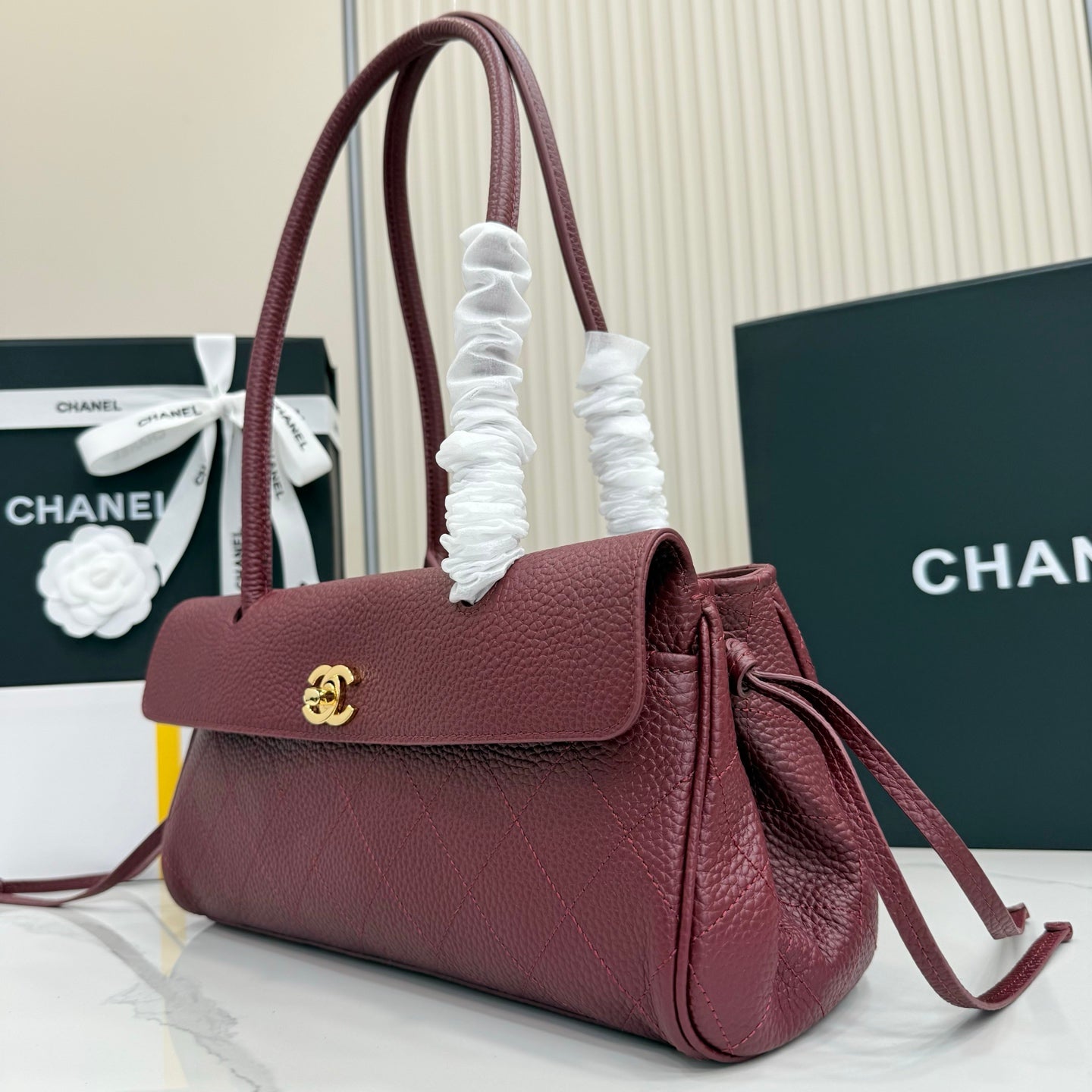 Chanel 26S Flap Bag Burgundy Calfskin AS6288