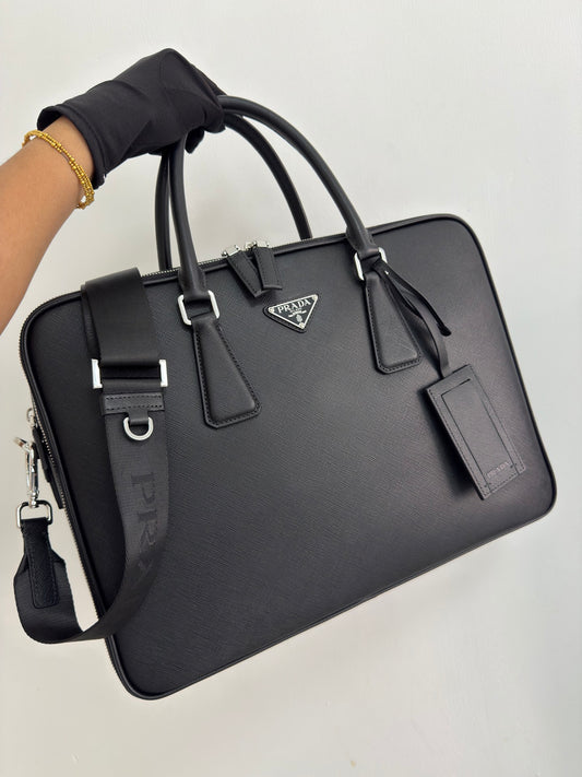 Prada Double Briefcase 2VE022 Black - View 1