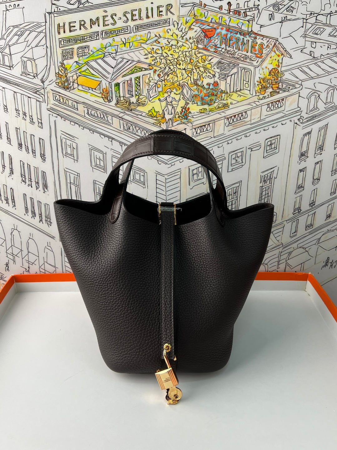 Hermes Picotin 18 Touch Crocodile Ebony Gold Hardware HM18T22