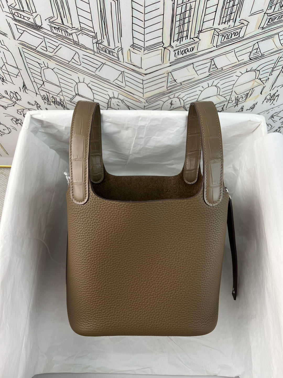 Hermes Picotin 18 Touch Crocodile Elephant Grey Silver Hardware HM18T22