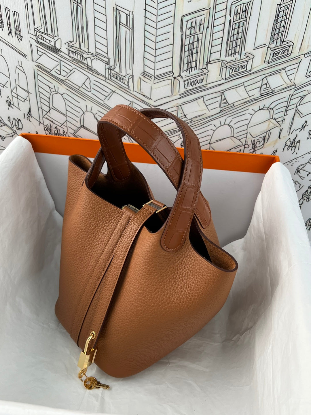 Hermes Picotin 18 Touch Crocodile Golden Brown Gold Hardware HM18T22