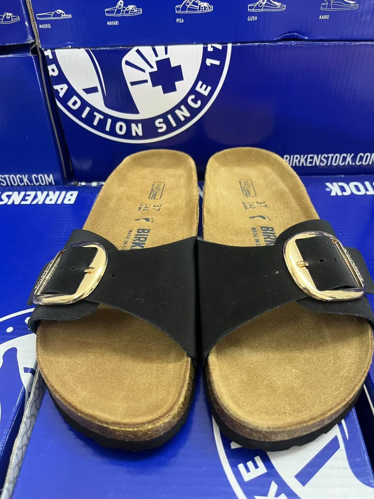 Black deer suede leather slippers XM0521