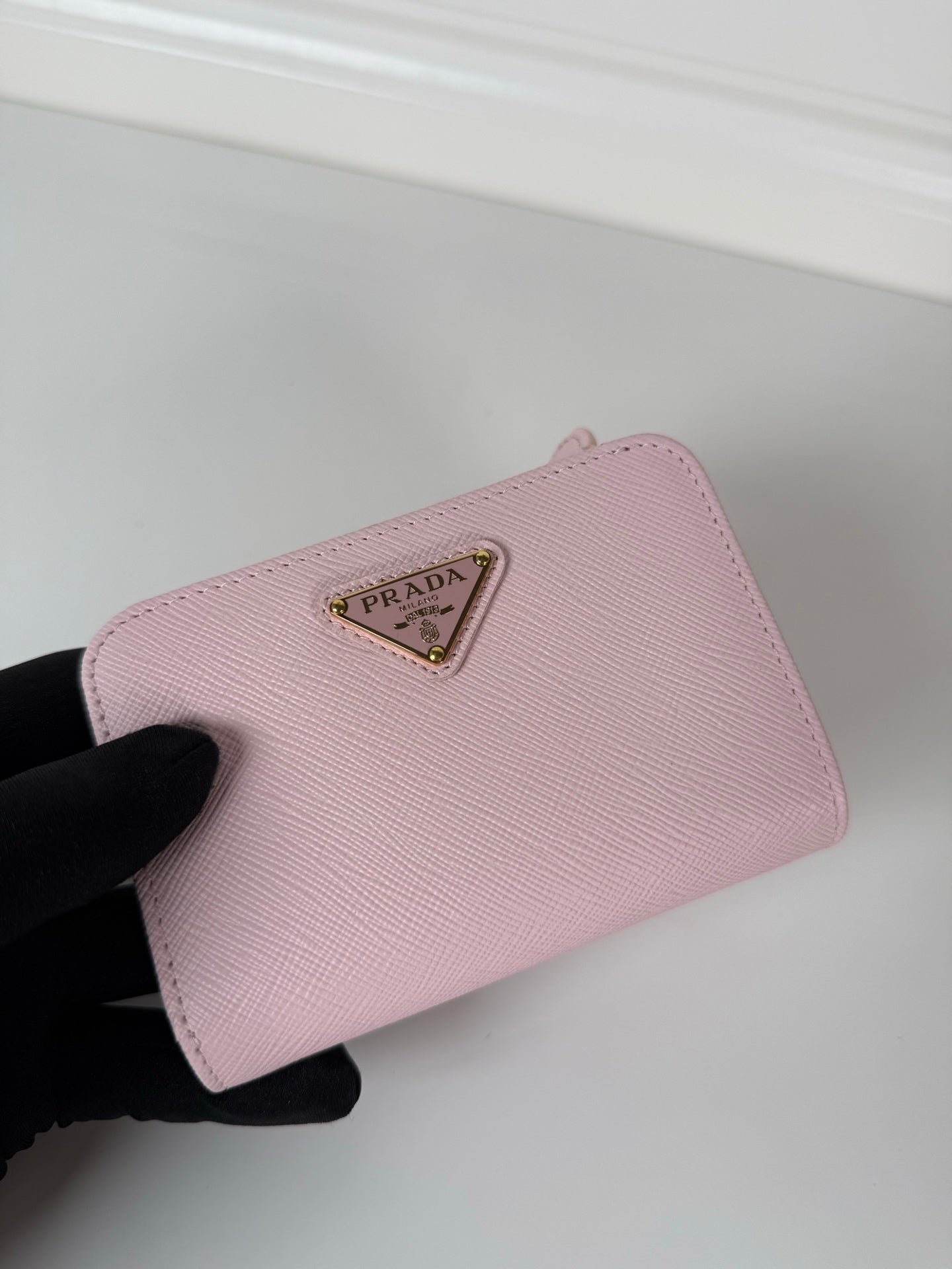 Prada Saffiano Leather Short Wallet Pink 1ML018 - View 1