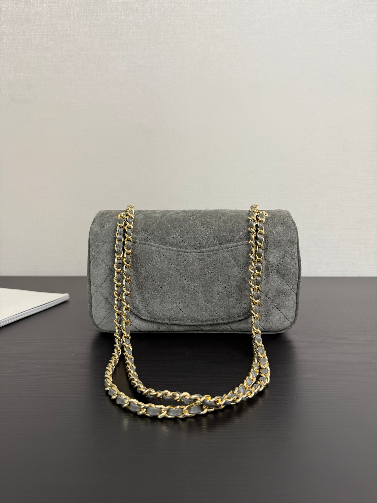 Chanel Maxi Mini Flap Bag Grey Gold Hardware AS6626