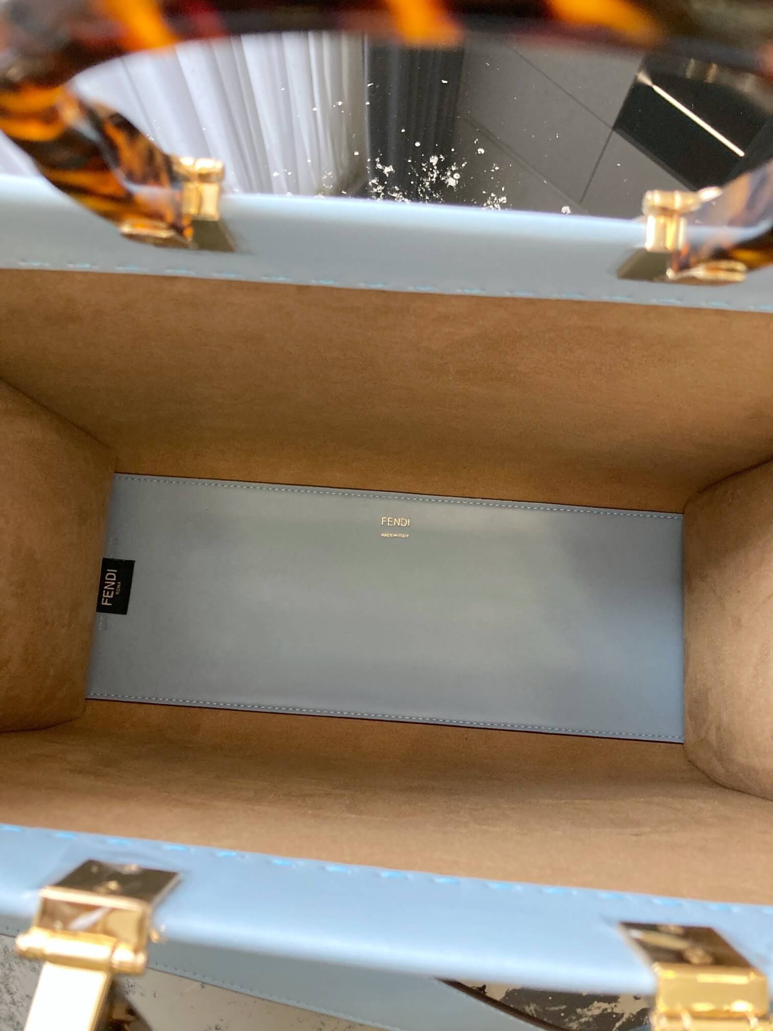 brown blue inside fendi tote bag