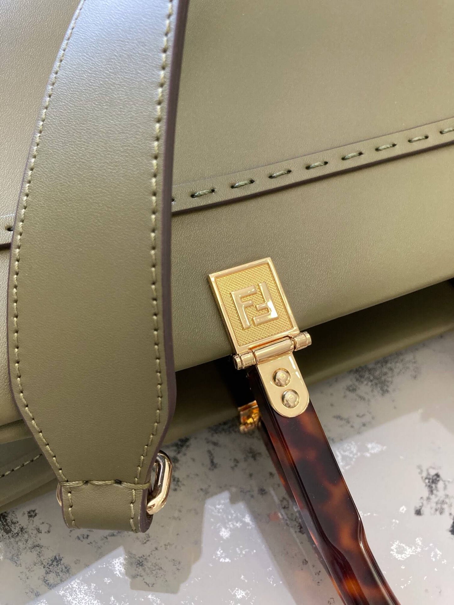 gold FF hardware  for fendi tote bag