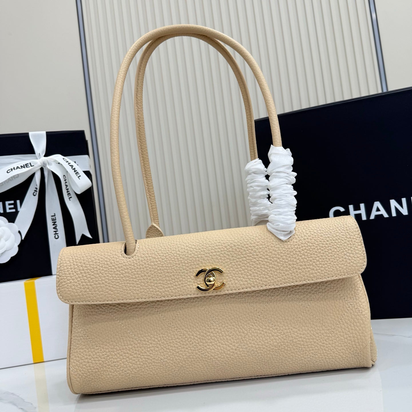 Chanel 26S Flap Bag Apricot Calfskin AS6288