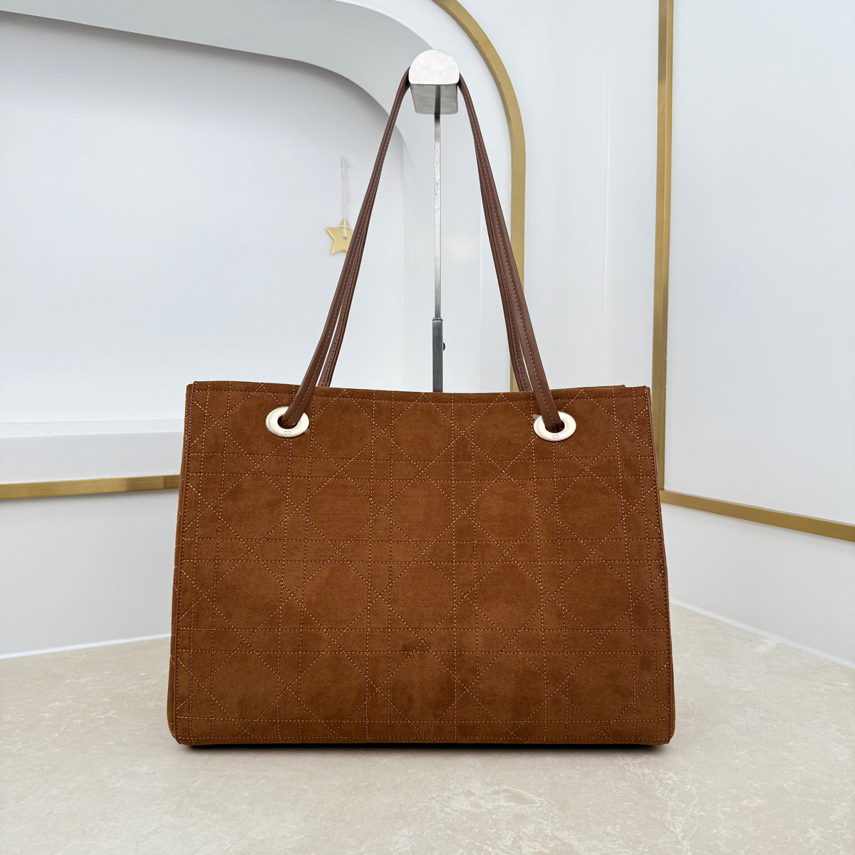 Dior Medium Promenade Shopping Bag Brown Suede M1409
